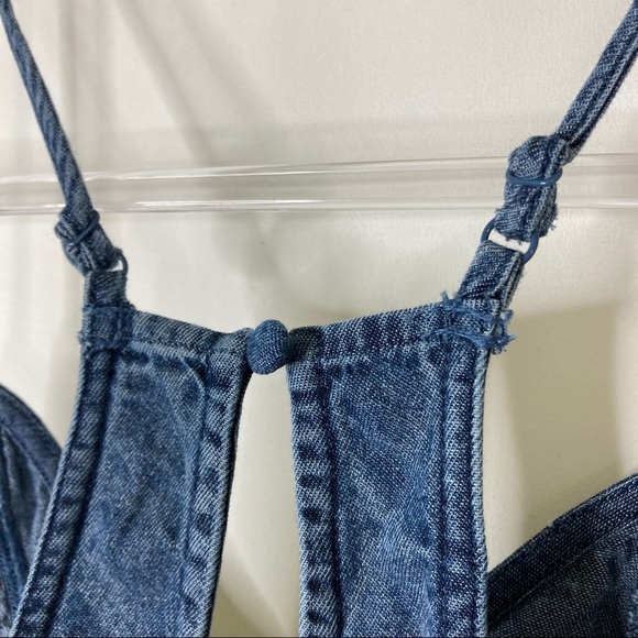 3/$30 American Eagle | Dark Chambray Blue Romper w/Pockets S - Picture 7 of 7